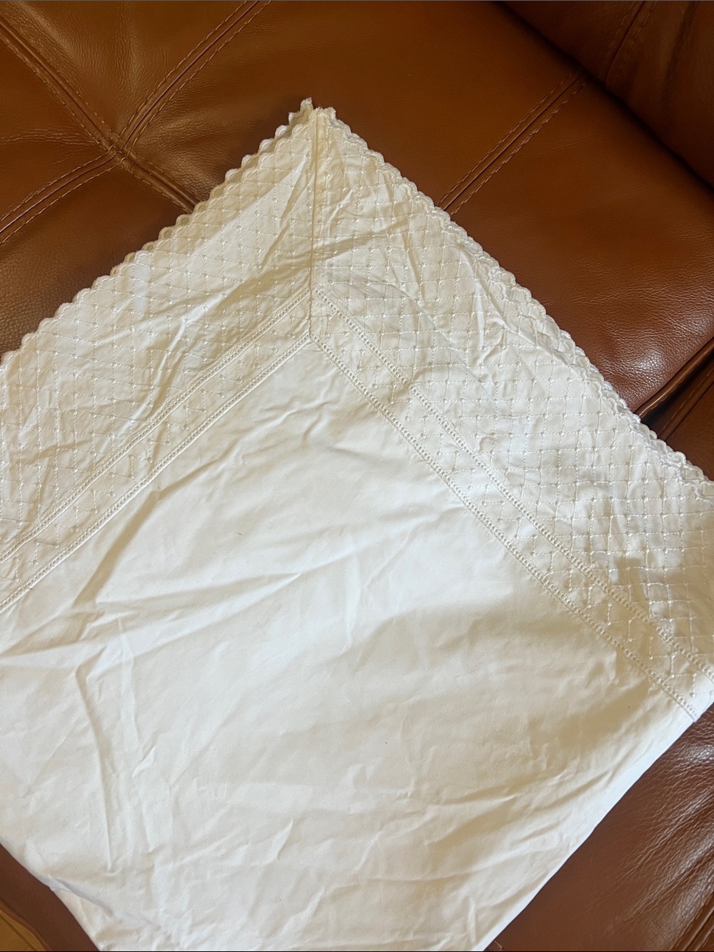 Ralph Lauren Home White Embroidered Cotton Sham. Euro size